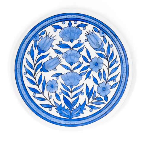Hand Painted Art Pottery Floral Plates Set Hand Painted Art Pottery Floral Plates Set