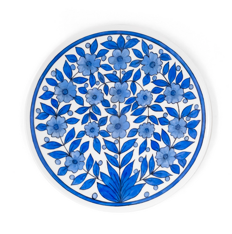Hand Painted Art Pottery Floral Plates Set Hand Painted Art Pottery Floral Plates Set