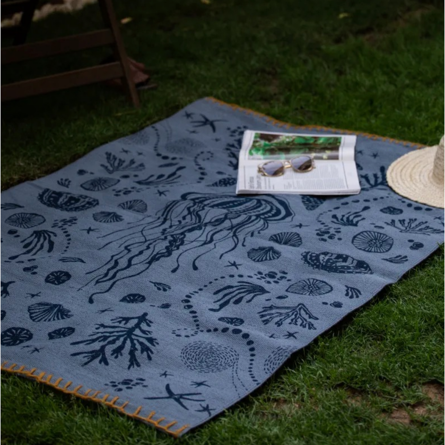 Navy Marine Kilim Rug