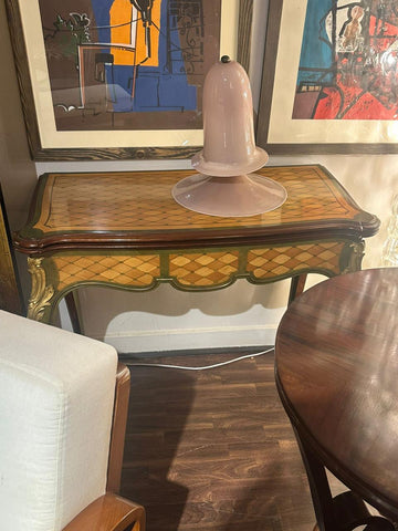 19th Century French Card Table/Console in Exotic Green Veneer 19th Century French Card Table/Console in Exotic Green Veneer