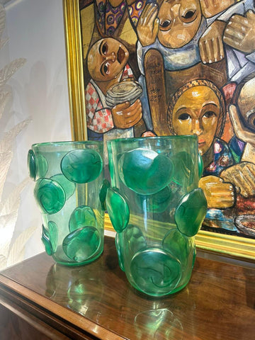 Singed Large Pair of Murano Vases Singed Large Pair of Murano Vases