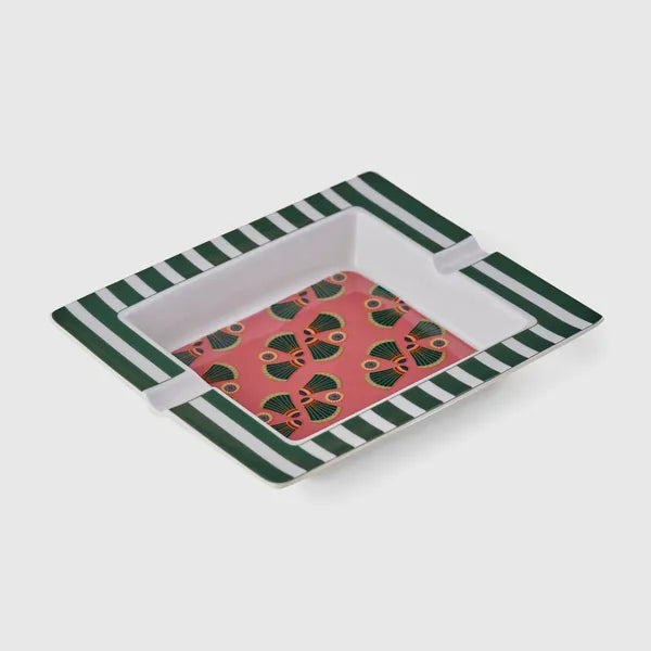 Lotus Dark Green & Pink Ashtray