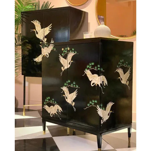 Hand Painted Birds Cabinet - THE SPRING PROJECT- The Mob Collective