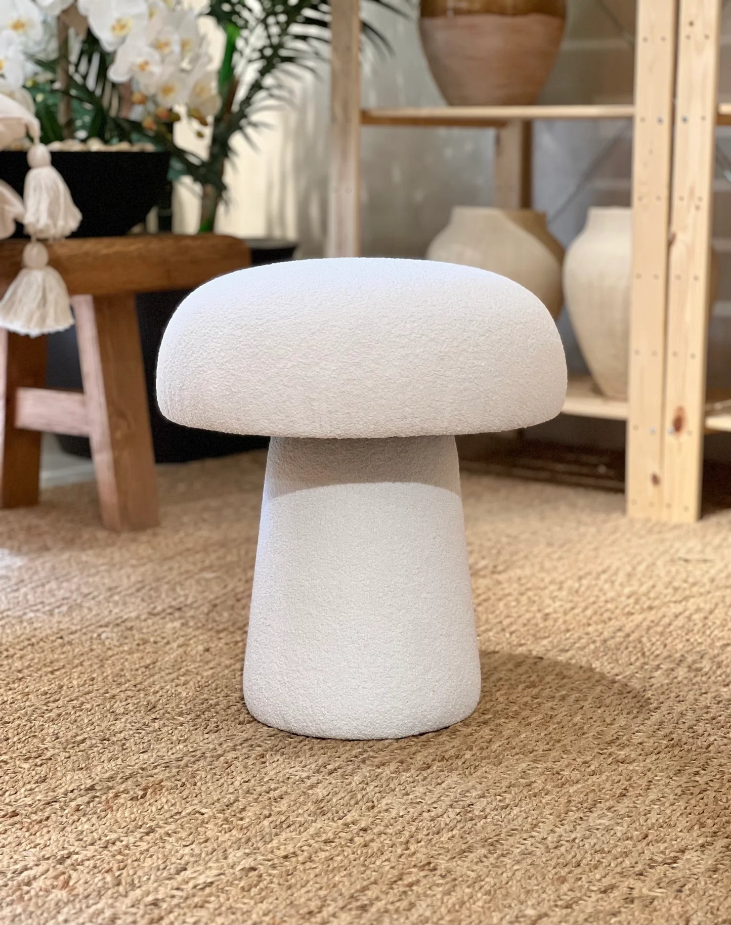 Mushroom Pouf - Off While Boucle