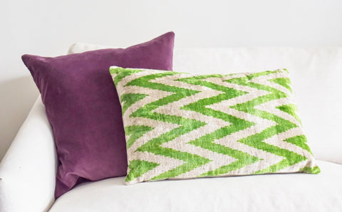 Green Zigzag Cushion - Maison Turk- The Mob Collective Green Zigzag Cushion - Maison Turk- The Mob Collective