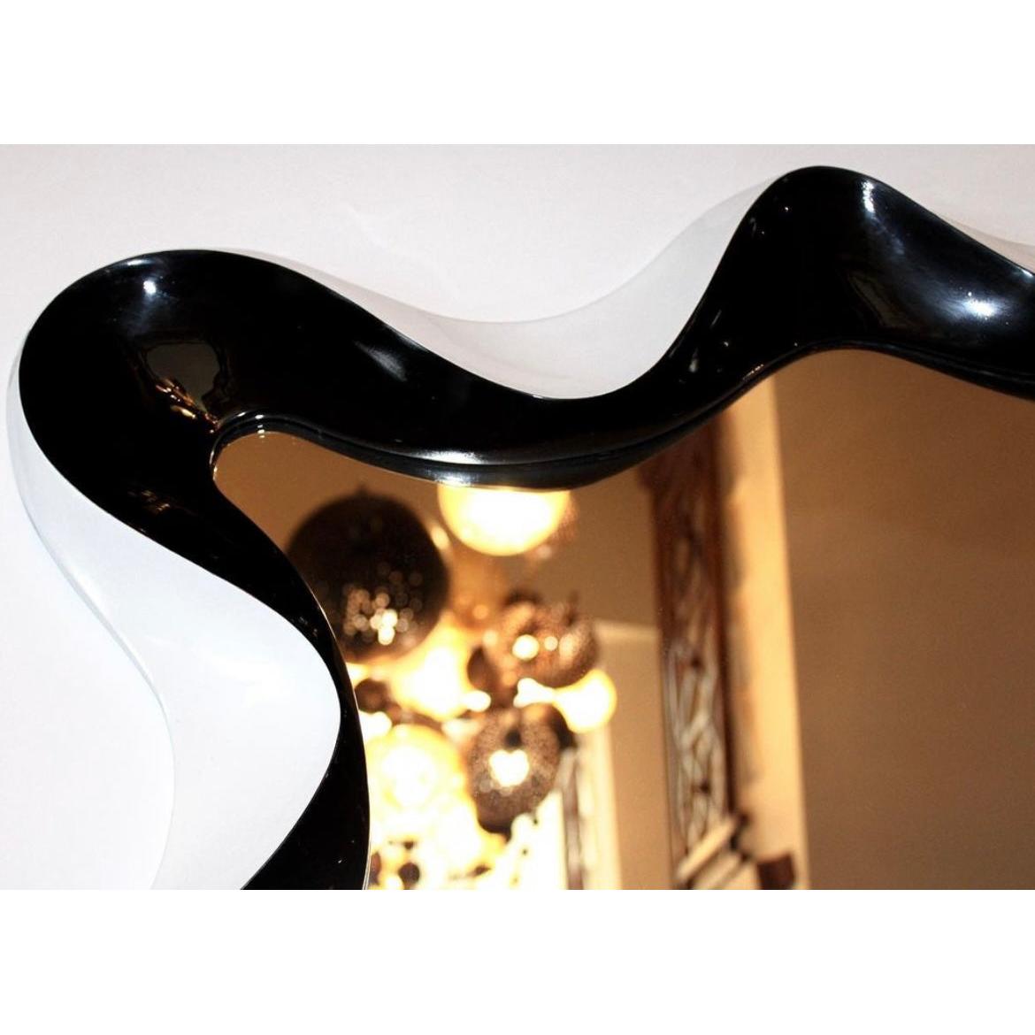 Teak Wave Mirror