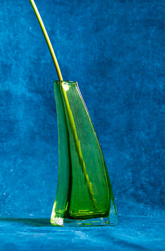 Mid-Century Forest Green Murano Glass Vases