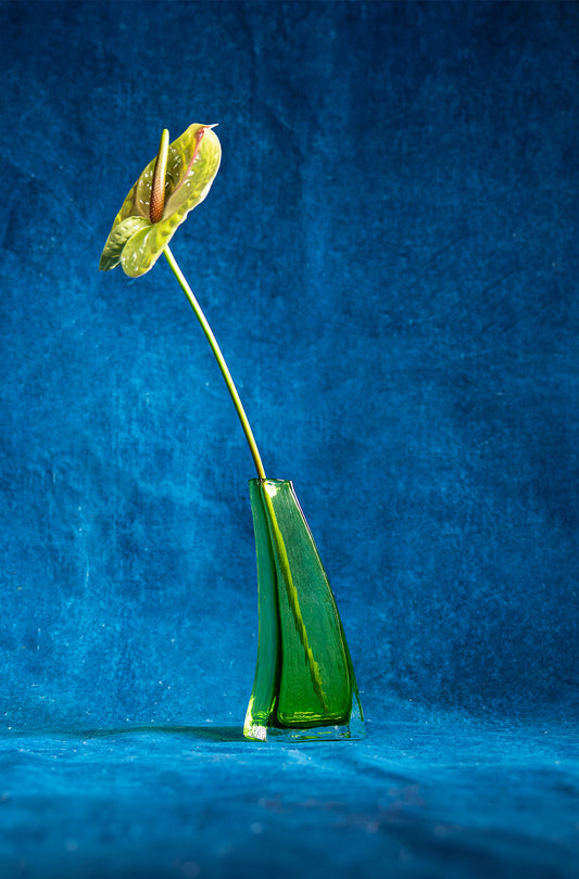 Mid-Century Forest Green Murano Glass Vases