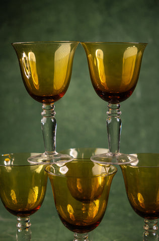 Mid-Century Modern Ombre Wine Glasses Set