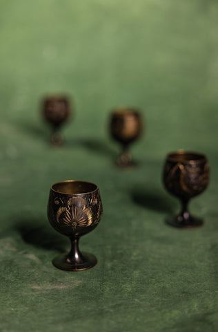 19th Century Nakashi Bidri Goblets Set