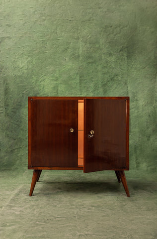 '70s Walnut Bar Cabinet with Internal Lighting