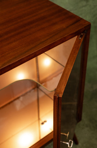 '70s Walnut Bar Cabinet with Internal Lighting