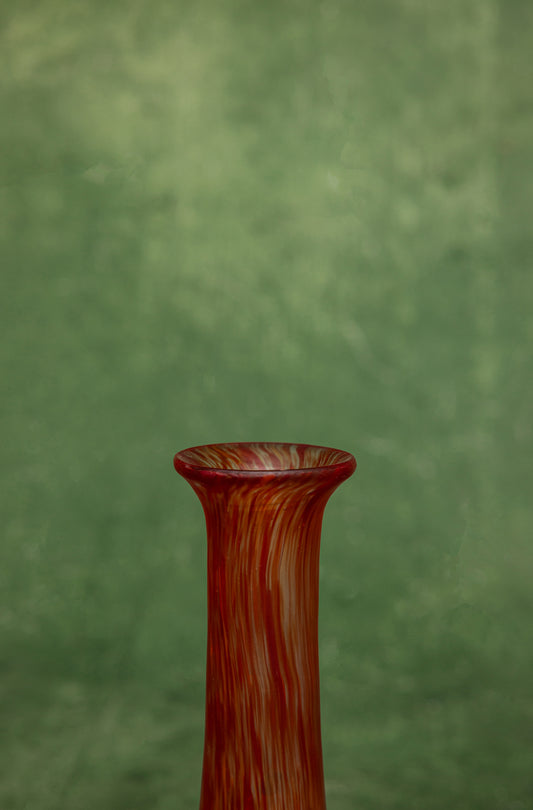 Red Marbled Vase, Designed by Legras & Cie