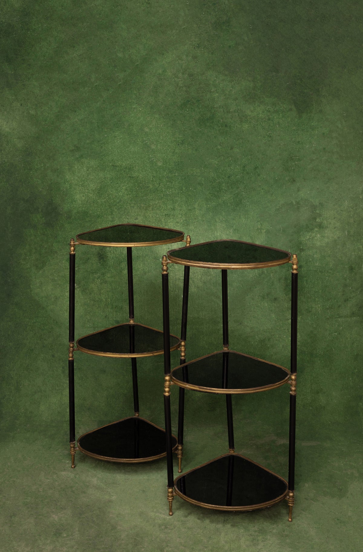 Pair of '70s Regency Three Tiered Side Tables