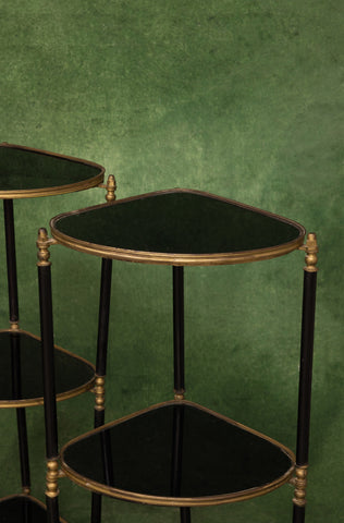 Pair of '70s Regency Three Tiered Side Tables