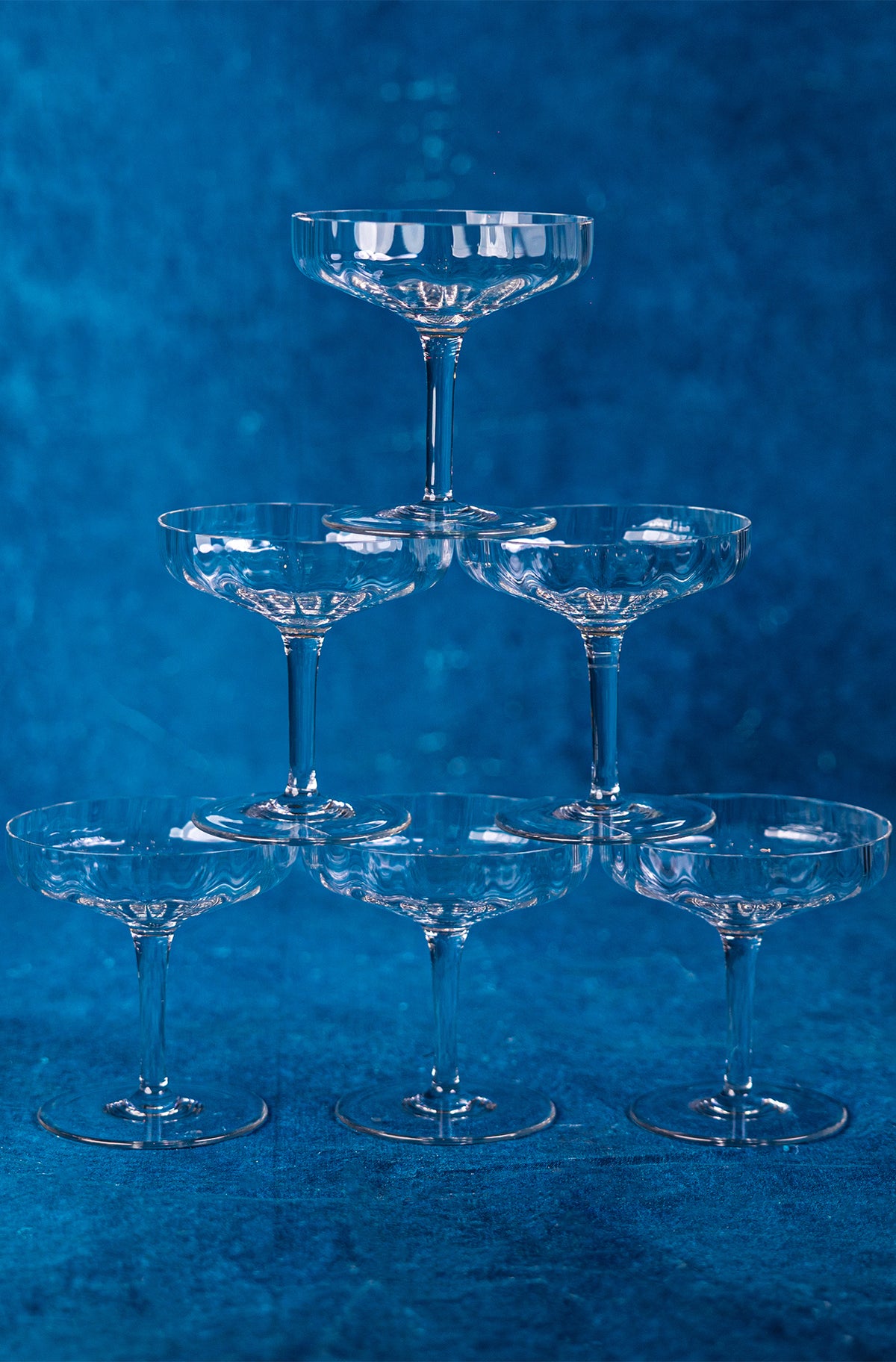 Mid-Century Crystal Champagne Coupes Set