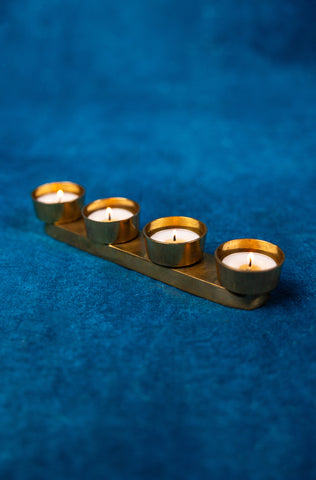 Contemporary Brass Candle Holder