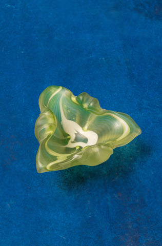 Hand-Blown Cloud Green Murano Glass Ashtray