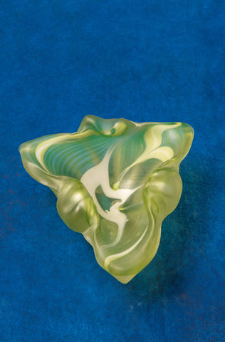 Hand-Blown Cloud Green Murano Glass Ashtray