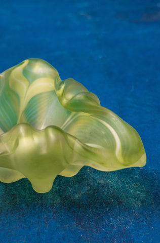 Hand-Blown Cloud Green Murano Glass Ashtray