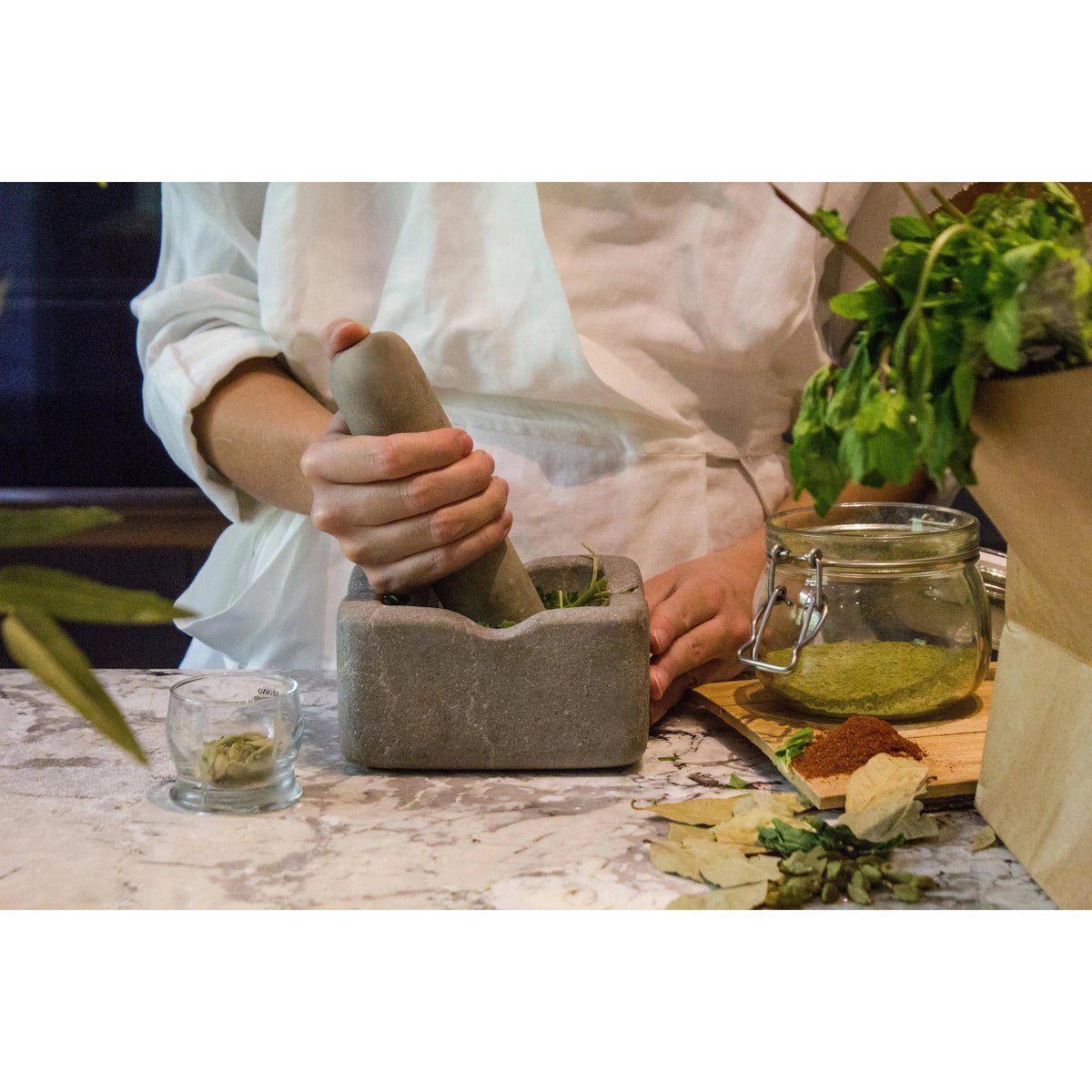 Square Mortar And Pestle - Cairo Stone Studio- The Mob Collective