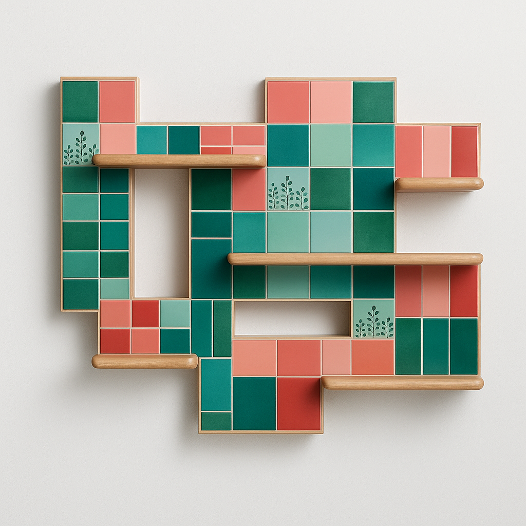 Pixel Tiles Shelf - Wall Art Organizer