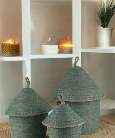 Chinat Jute Basket With Lid