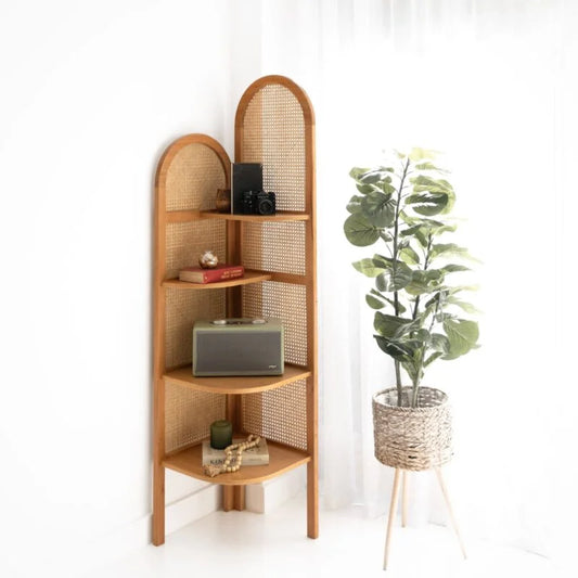 Rattan Corner Shelf