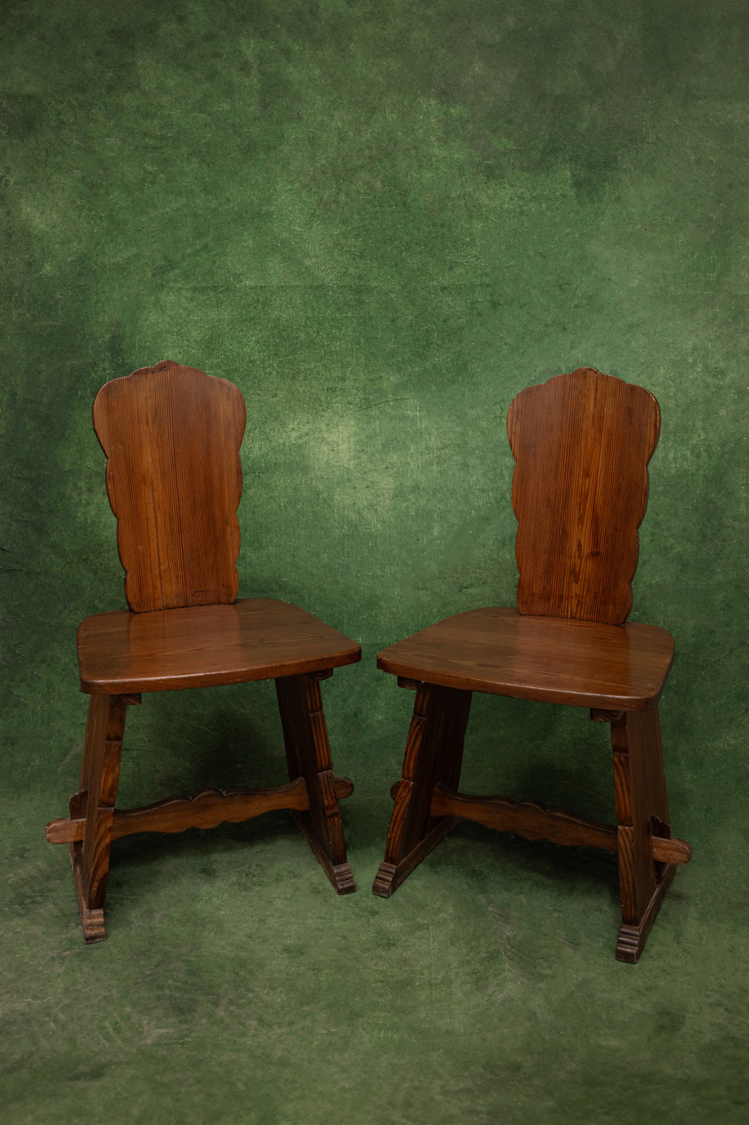 Pair of '70s French Pine Chairs