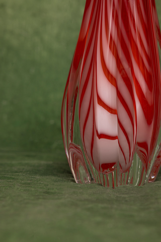 Spiral Optic Cranberry Murano Art Glass Vase