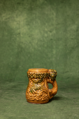 His and Hers, Japanese Majolica Deer and Lion Mugs