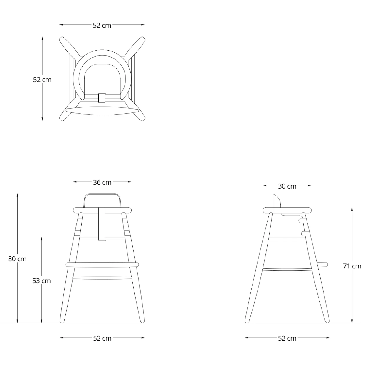 High Chair with backrest By Nanna Ditzel