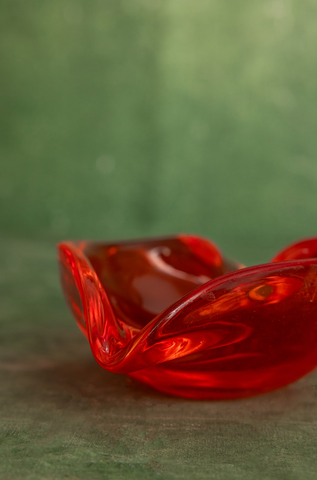 Chalet Heart Shaped Trinket Bowl/Ashtray in Bright Red