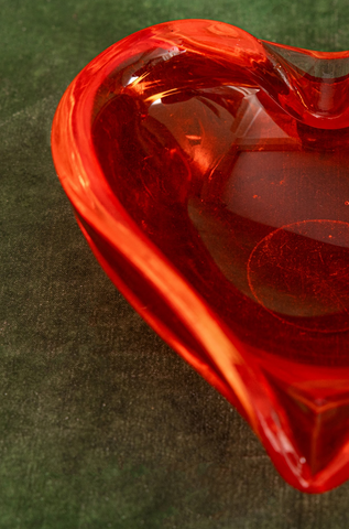 Chalet Heart Shaped Trinket Bowl/Ashtray in Bright Red