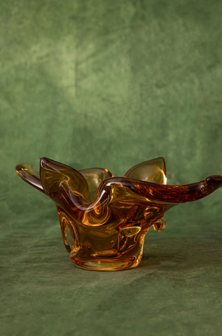 Lorraine Art Glass Candy/Jewelry Bowl in Amber