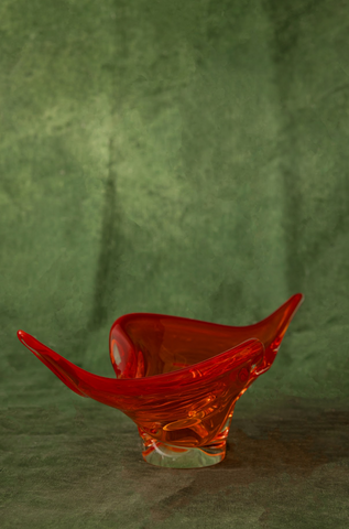 Lorraine Art Glass Candy/Jewelry Bowl in Red, Deep Orange and Yellow