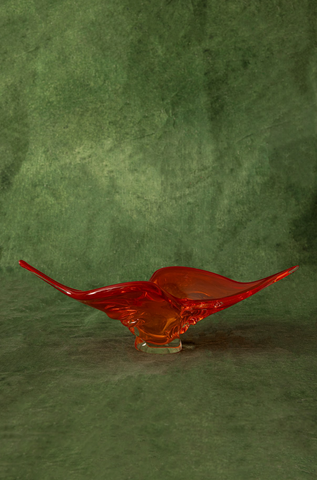 Lorraine Art Glass Candy/Jewelry Bowl in Red, Deep Orange and Yellow