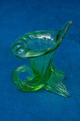 1950's Murano, Art Glass Green Cornucopia/Vase, By Archimede Seguso