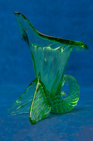 1950's Murano, Art Glass Green Cornucopia/Vase, By Archimede Seguso