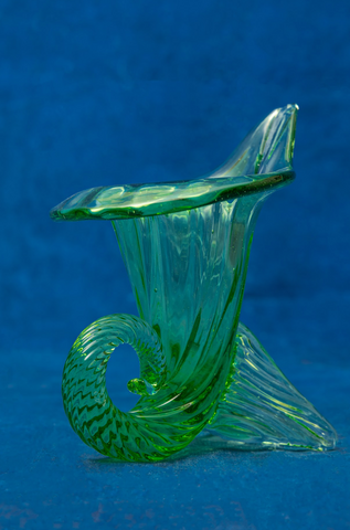 1950's Murano, Art Glass Green Cornucopia/Vase, By Archimede Seguso