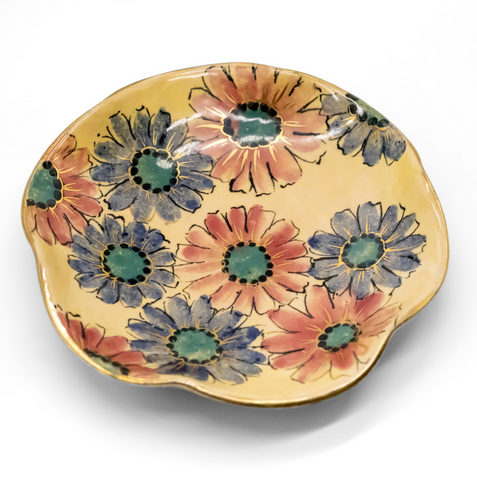 Floral, Hand-Painted Pottery Plate