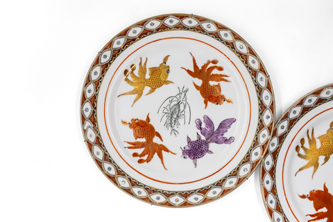 Chinoiserie Gilt Koi Plates Mini Set