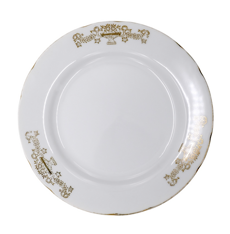 MZ Czechoslovakia Slovakia Salad Plates Set, With Gold Trim