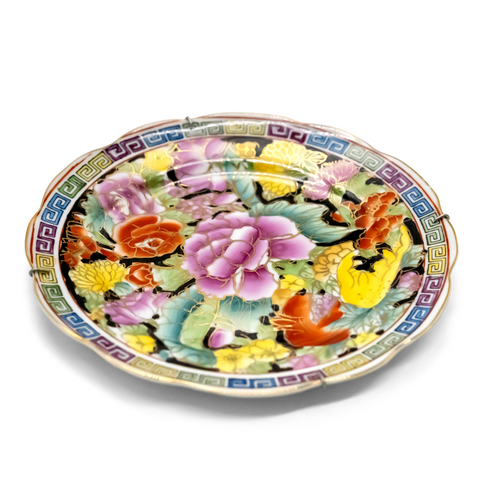 Zhongguo Shàn Cai Chinese Black Mille Fleurs Plates Mini Set