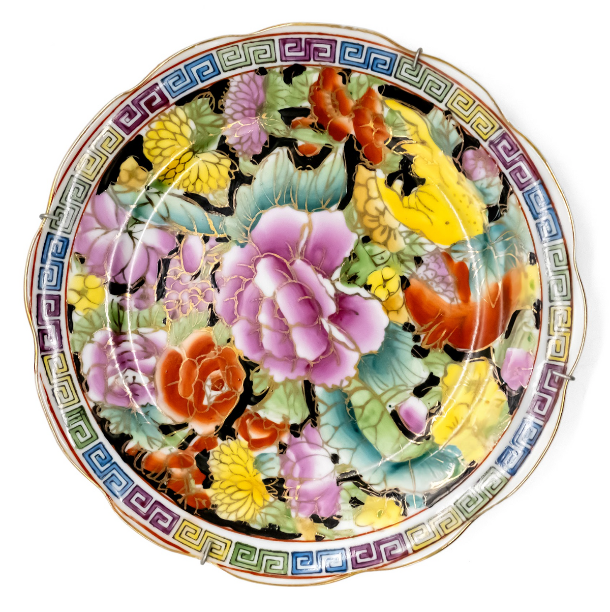 Zhongguo Shàn Cai Chinese Black Mille Fleurs Plates Mini Set