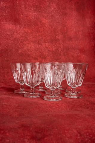 Set of 8 French Cut Crystal Wine Glasses