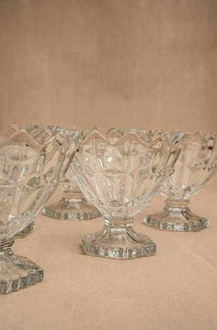 Set of 5 Italian Cut Crystal Dessert Glasses