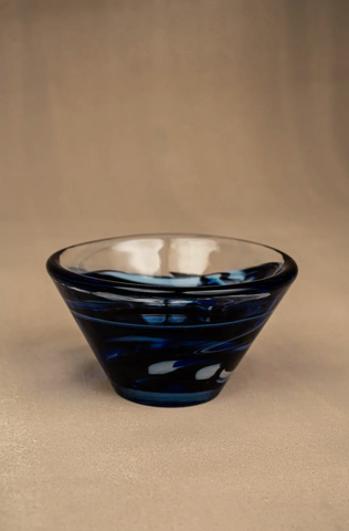 Kosta Boda Tempera Blue Art Glass Swirl Bowl by Anna Ehrner