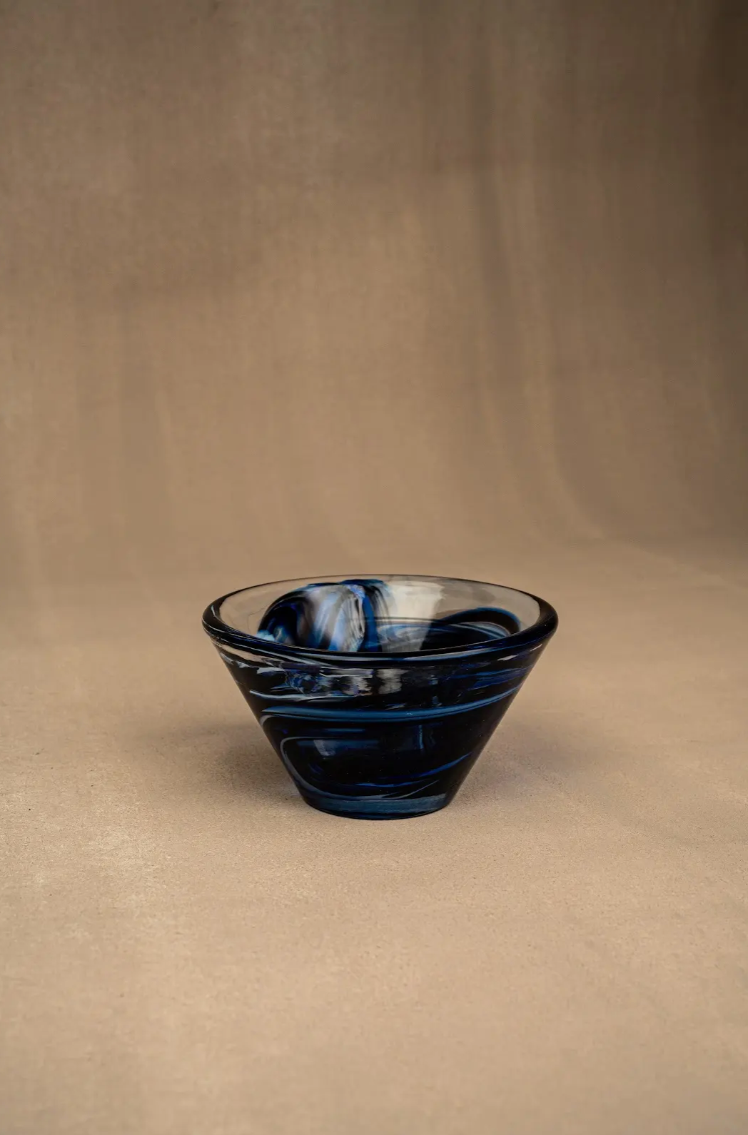 Kosta Boda Tempera Blue Art Glass Swirl Bowl by Anna Ehrner