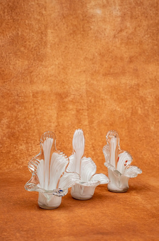 Set of Murano Art Glass Flower Centerpieces